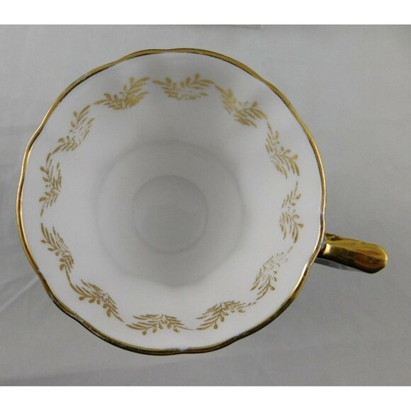 Royal Windsor Bone China Green & Gold Leaves Teacup Saucer Plate Set - Picture 7 of 10